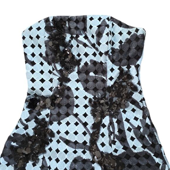 SACHIN & BABI Noir Black Blue Strapless Embellished Prom Dress Midi‎ US Size 0 - Picture 8 of 10